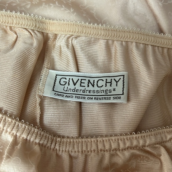 Vintage Givenchy Underdressings Skirt Slip Signature Print Lace Slit Flawless - Picture 10 of 14